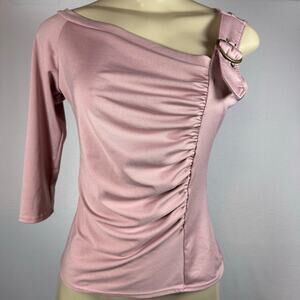 Rare Charlotte Russe Y2K One Shoulder Ruched Buckle Tank Top Fairy Barbie Pink M